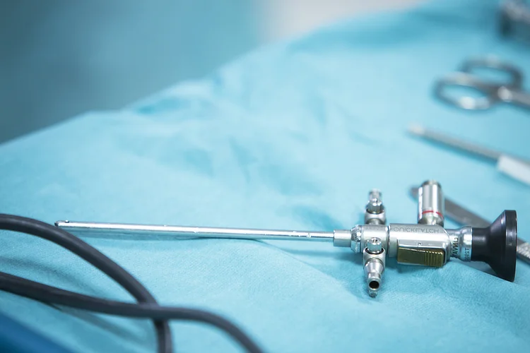 Arthroscopy tool used in hip labral tear treatment.